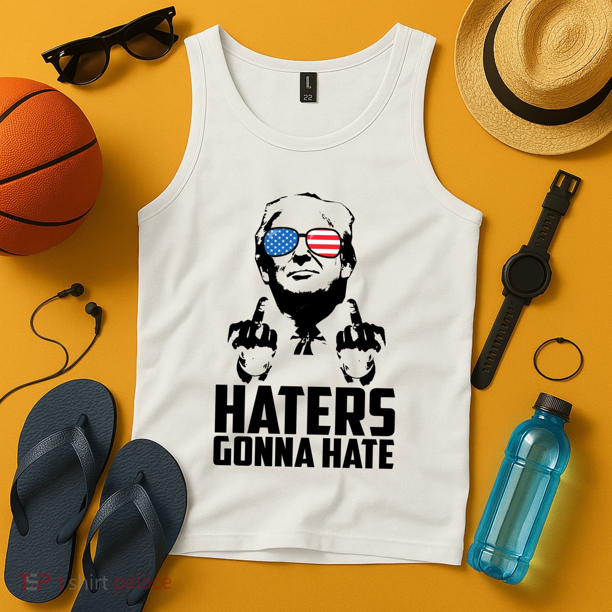 Haters Gonna Hate Donald Trump Middle Finger Funny Usa Tank Top