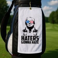 Haters Gonna Hate Donald Trump Middle Finger Funny Usa Golf Towel thumb 2