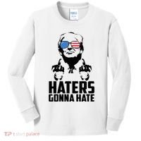 Haters Gonna Hate Donald Trump Middle Finger Funny Usa Kids Long Sleeve Shirt thumb 0