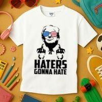 Haters Gonna Hate Donald Trump Middle Finger Funny Usa Kids T-Shirt thumb 3