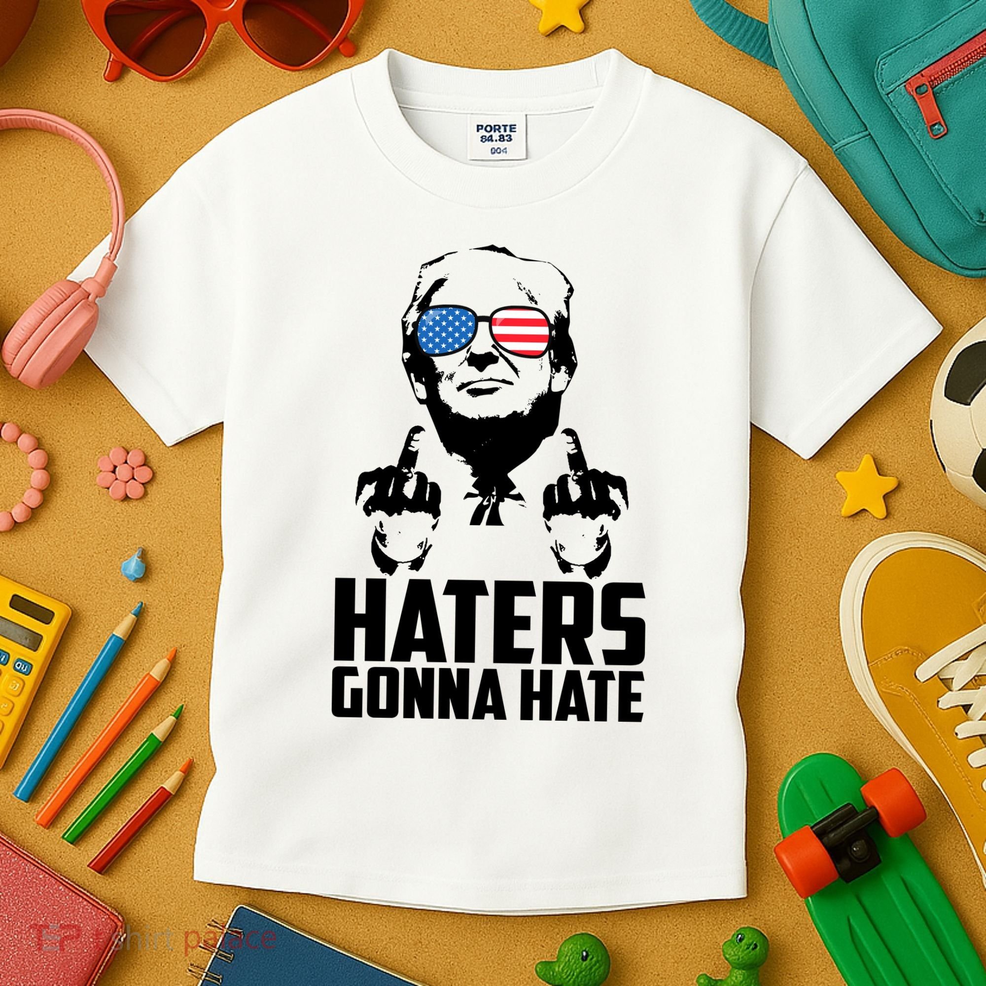 Haters Gonna Hate Donald Trump Middle Finger Funny Usa Kids T-Shirt