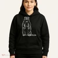 Hipster Groundhog In Nerd Glasses Hoodie thumb 5