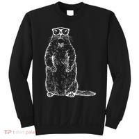 Hipster Groundhog In Nerd Glasses Sweatshirt thumb 0