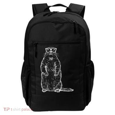 Hipster Groundhog In Nerd Glasses Backpack