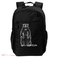 Hipster Groundhog In Nerd Glasses Backpack thumb 0