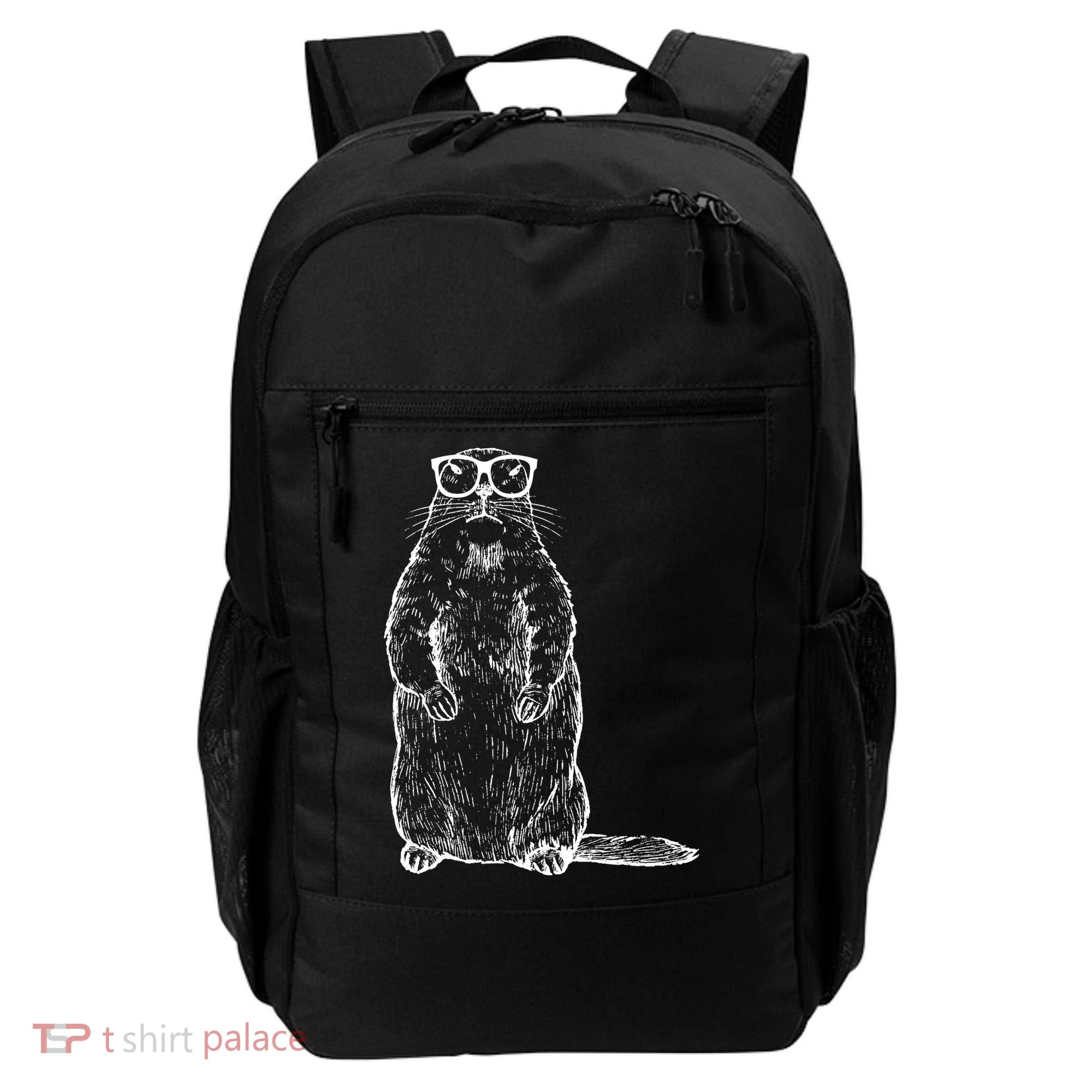 Hipster Groundhog In Nerd Glasses Backpack