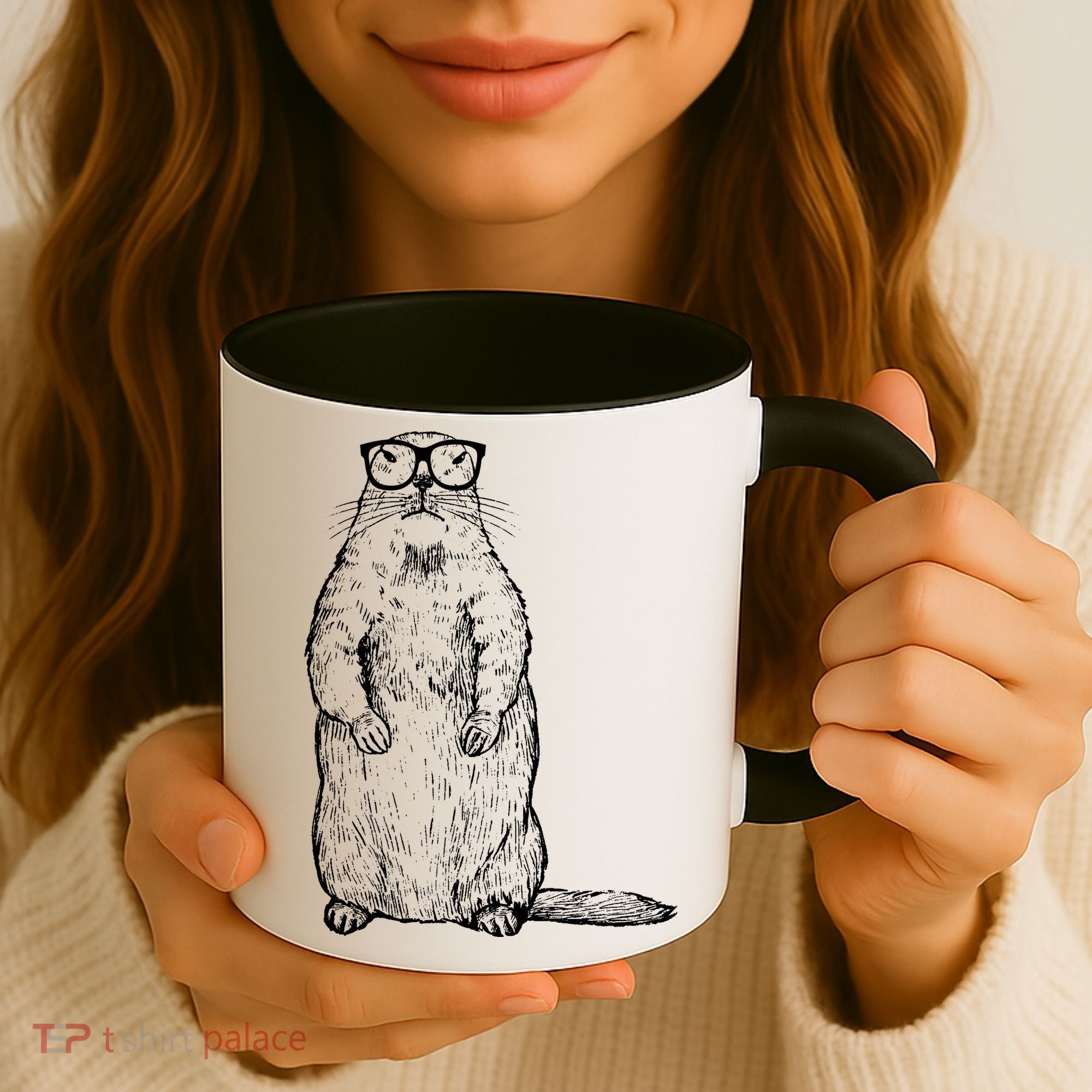 Hipster Groundhog In Nerd Glasses Coffee Mug