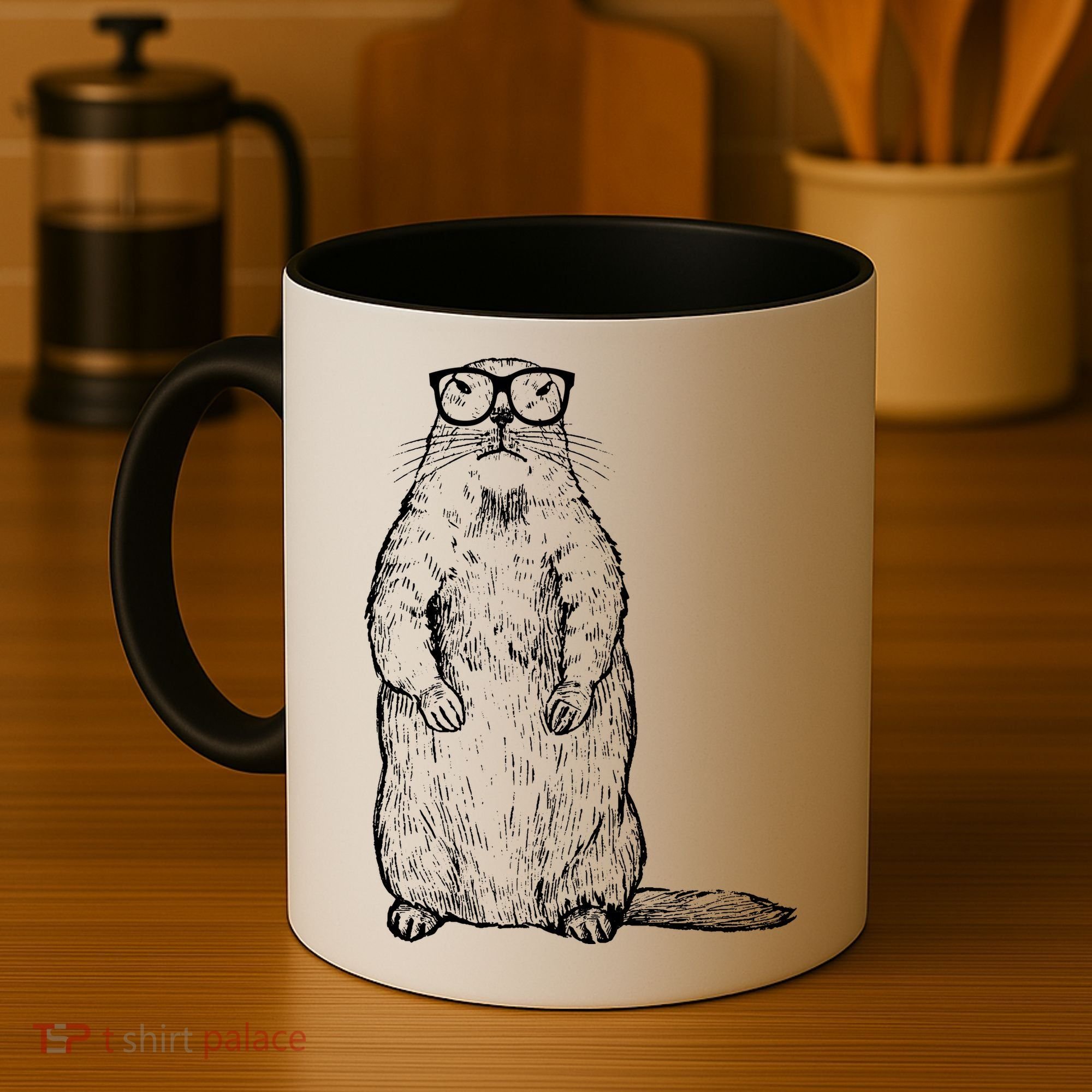 Hipster Groundhog In Nerd Glasses Coffee Mug