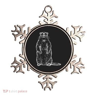 Hipster Groundhog In Nerd Glasses Ornament