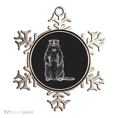 Hipster Groundhog In Nerd Glasses Ornament