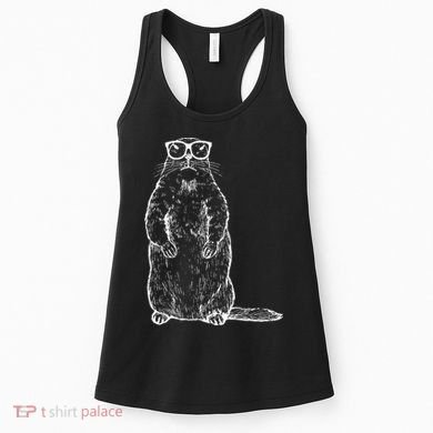 Hipster Groundhog In Nerd Glasses Women's Tank Top