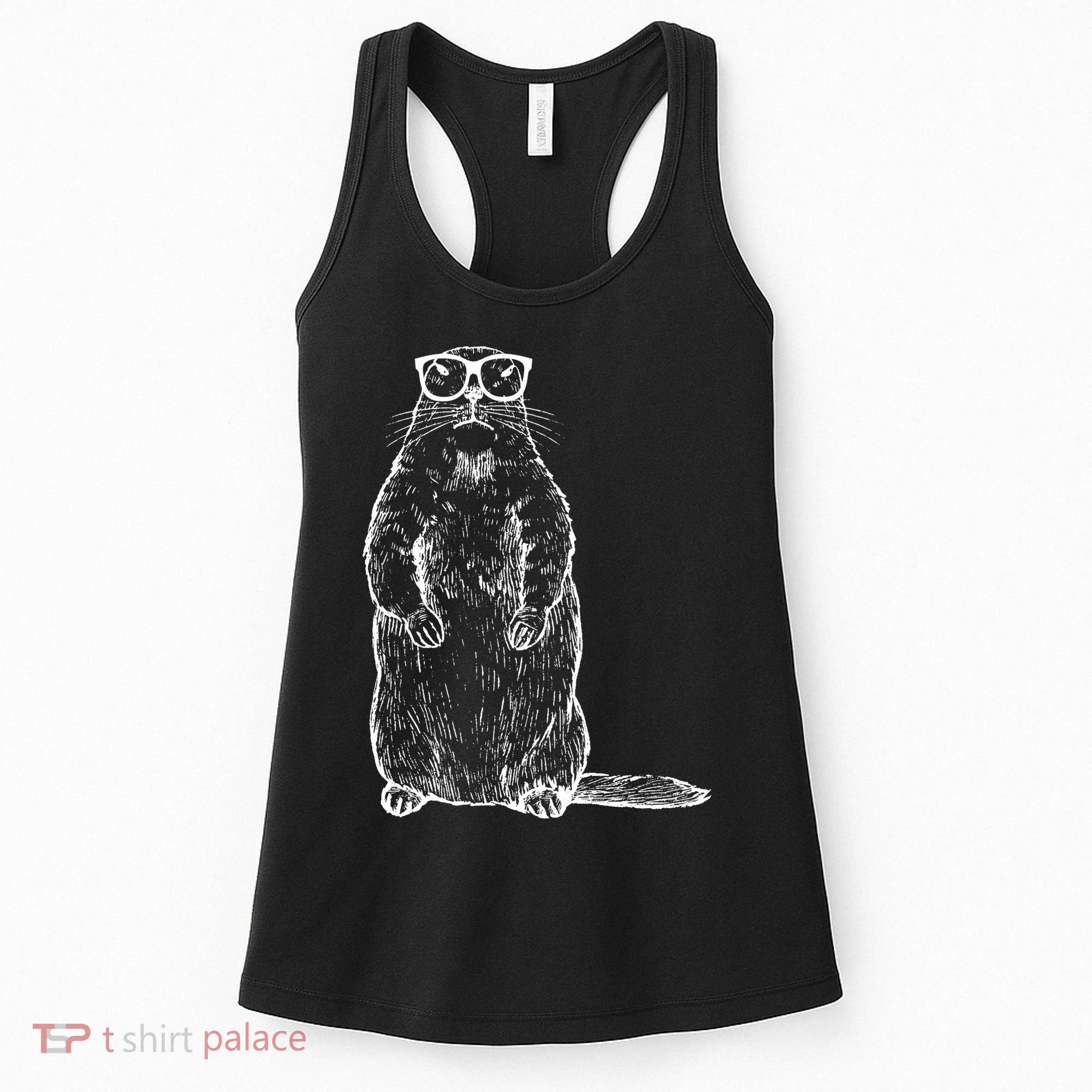 Hipster Groundhog In Nerd Glasses Women's Tank Top