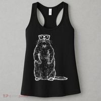 Hipster Groundhog In Nerd Glasses Women's Tank Top thumb 3