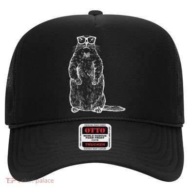 Hipster Groundhog In Nerd Glasses Hat