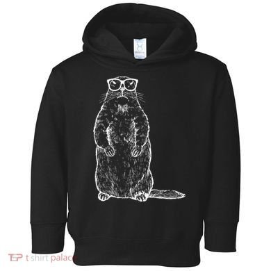 Hipster Groundhog In Nerd Glasses Toddler Hoodie