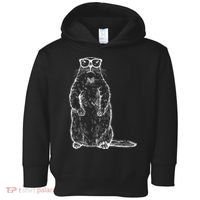 Hipster Groundhog In Nerd Glasses Toddler Hoodie thumb 0