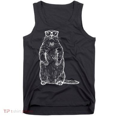 Hipster Groundhog In Nerd Glasses Tank Top