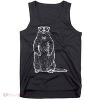 Hipster Groundhog In Nerd Glasses Tank Top thumb 0
