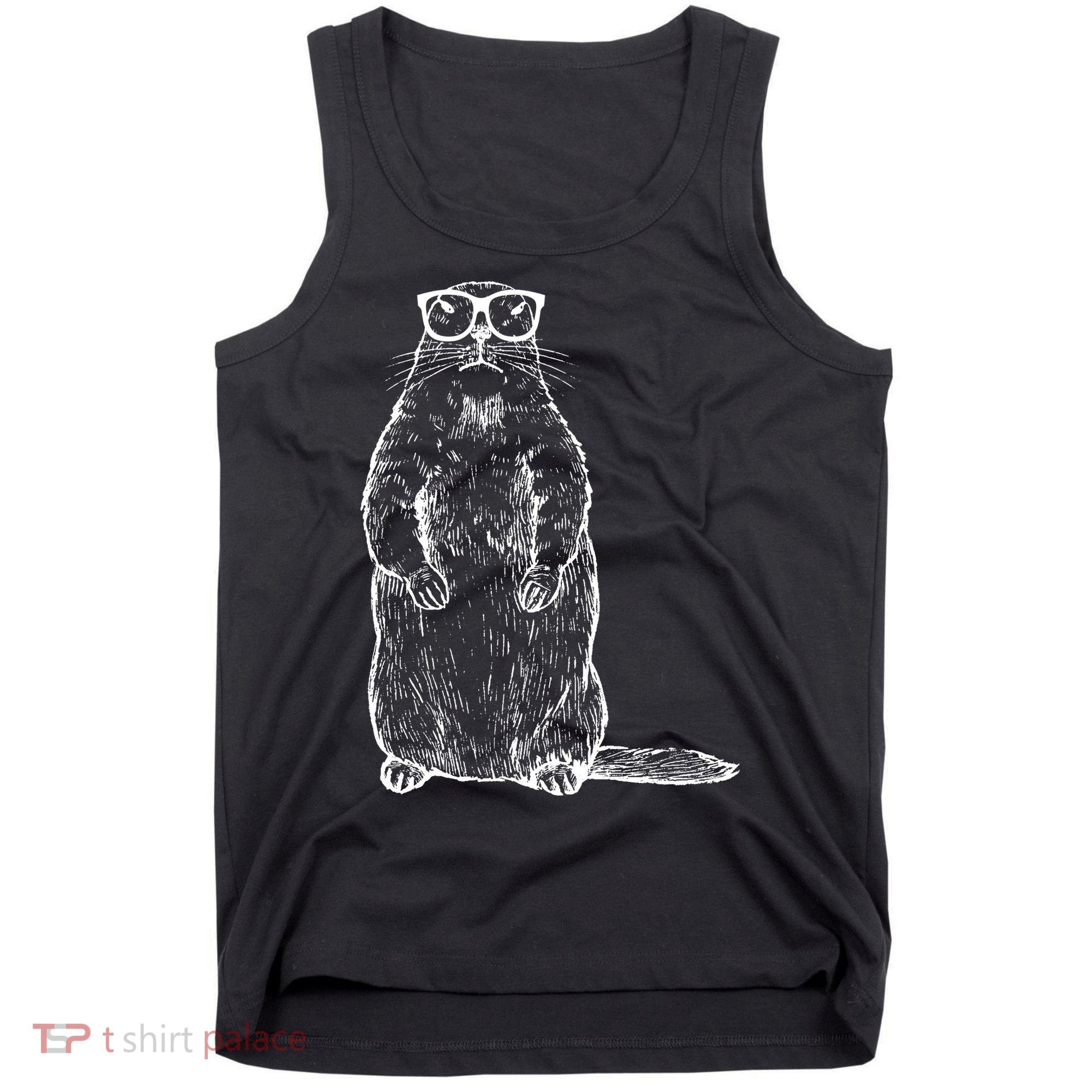 Hipster Groundhog In Nerd Glasses Tank Top