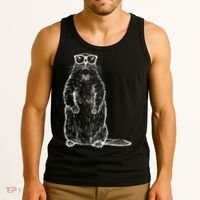 Hipster Groundhog In Nerd Glasses Tank Top thumb 3