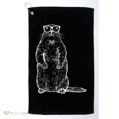 Hipster Groundhog In Nerd Glasses Golf Towel