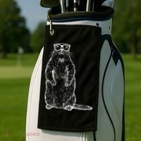 Hipster Groundhog In Nerd Glasses Golf Towel thumb 2