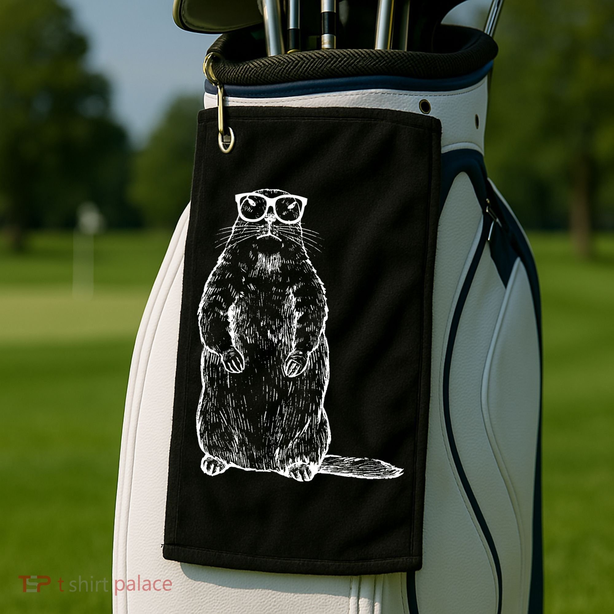 Hipster Groundhog In Nerd Glasses Golf Towel