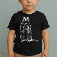 Hipster Groundhog In Nerd Glasses Toddler T-Shirt thumb 2