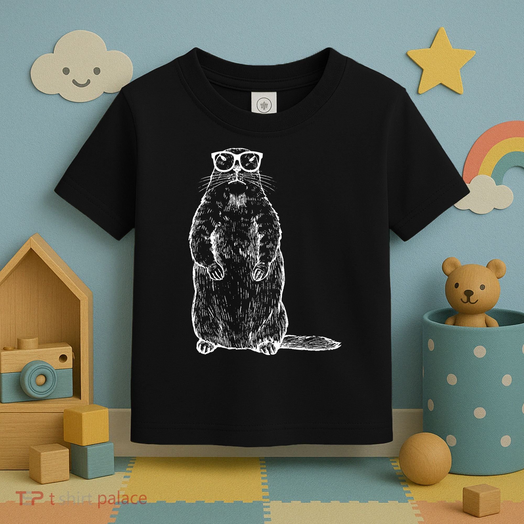Hipster Groundhog In Nerd Glasses Toddler T-Shirt