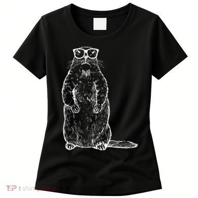 Hipster Groundhog In Nerd Glasses Women's T-Shirt
