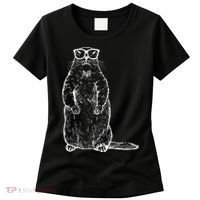 Hipster Groundhog In Nerd Glasses Women's T-Shirt thumb 0