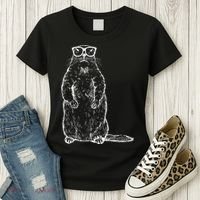 Hipster Groundhog In Nerd Glasses Women's T-Shirt thumb 3