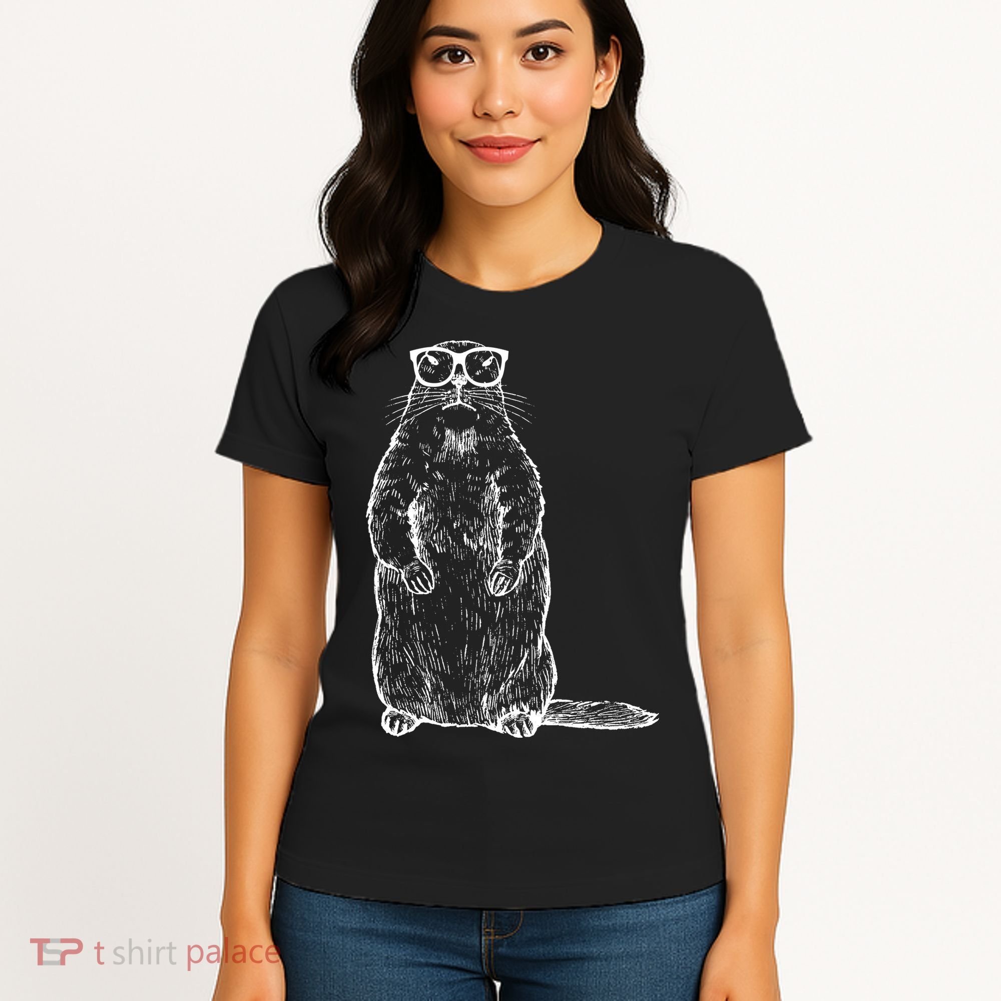 Hipster Groundhog In Nerd Glasses Women's T-Shirt