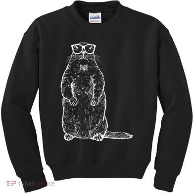 Hipster Groundhog In Nerd Glasses Kids Sweatshirt