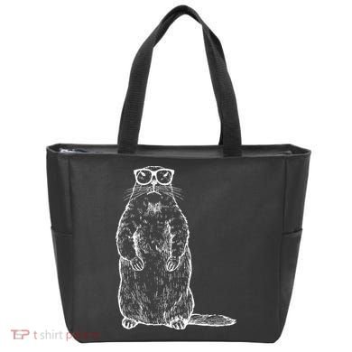 Hipster Groundhog In Nerd Glasses Tote Bag