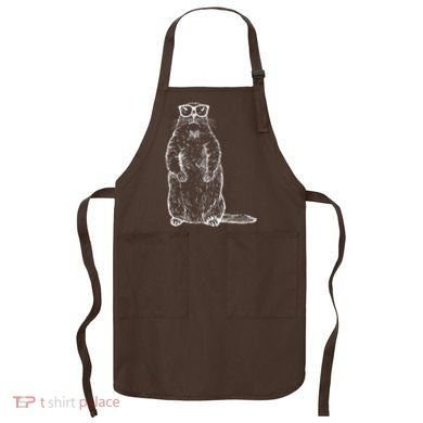 Hipster Groundhog In Nerd Glasses Apron