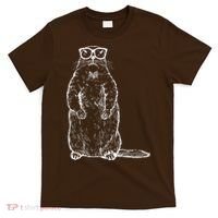 Hipster Groundhog In Nerd Glasses T-Shirt thumb 0