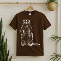 Hipster Groundhog In Nerd Glasses T-Shirt thumb 2