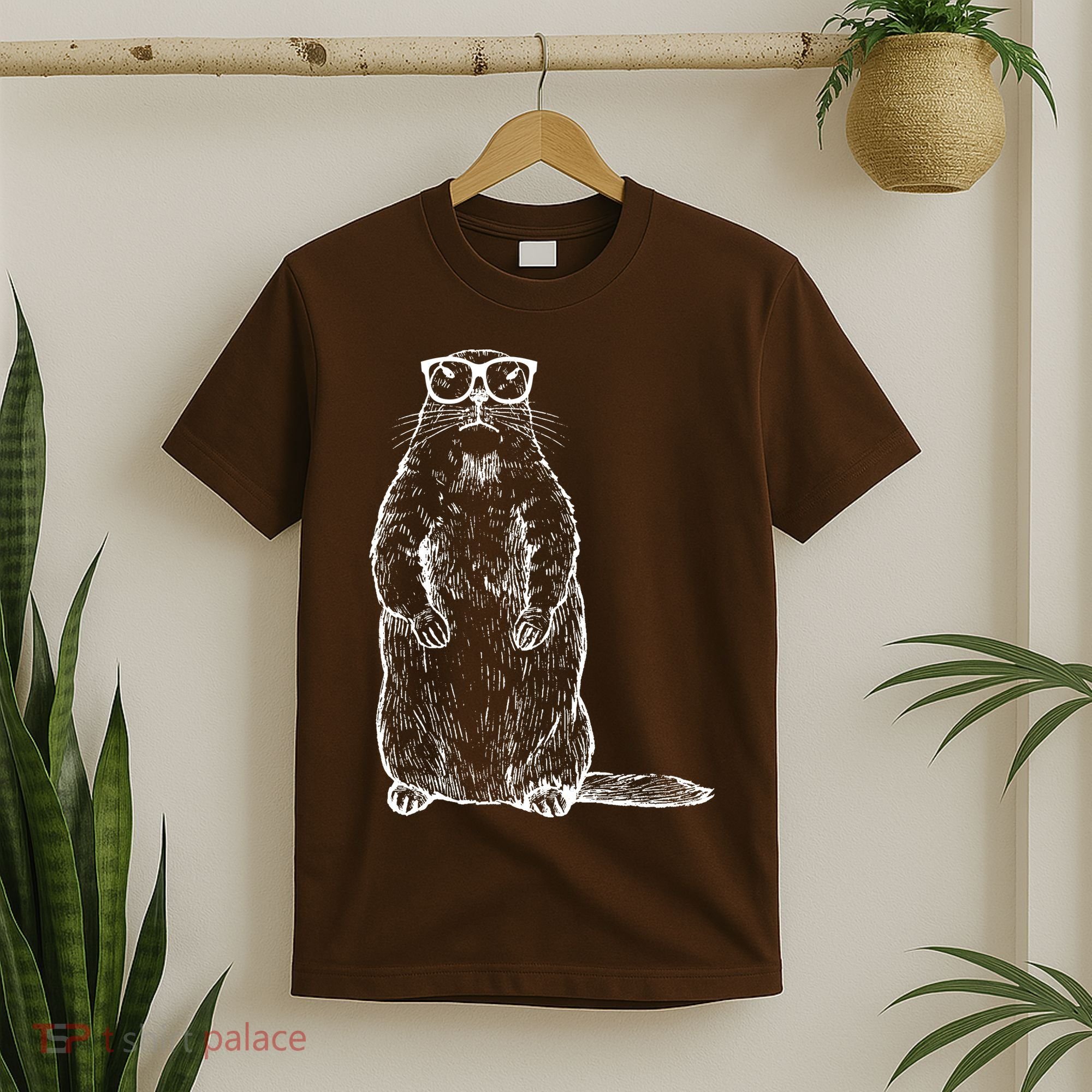 Hipster Groundhog In Nerd Glasses T-Shirt
