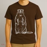 Hipster Groundhog In Nerd Glasses T-Shirt thumb 3