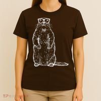 Hipster Groundhog In Nerd Glasses T-Shirt thumb 4