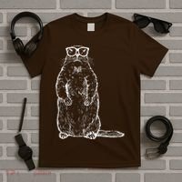 Hipster Groundhog In Nerd Glasses T-Shirt thumb 5