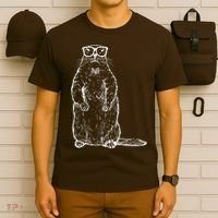 Hipster Groundhog In Nerd Glasses T-Shirt thumb 6