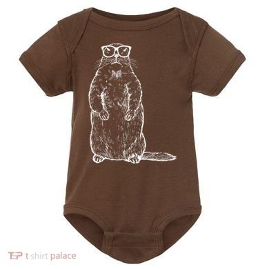 Hipster Groundhog In Nerd Glasses Baby Bodysuit