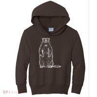 Hipster Groundhog In Nerd Glasses Kids Hoodie thumb 0