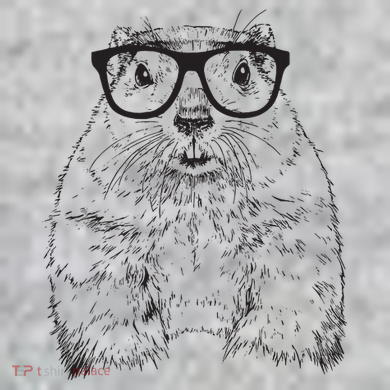 Hipster Groundhog In Nerd Glasses Animal The Baniff Cuffed Pom Beanie