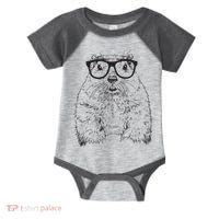 Hipster Groundhog In Nerd Glasses Animal Infant Baby Jersey Bodysuit thumb 0
