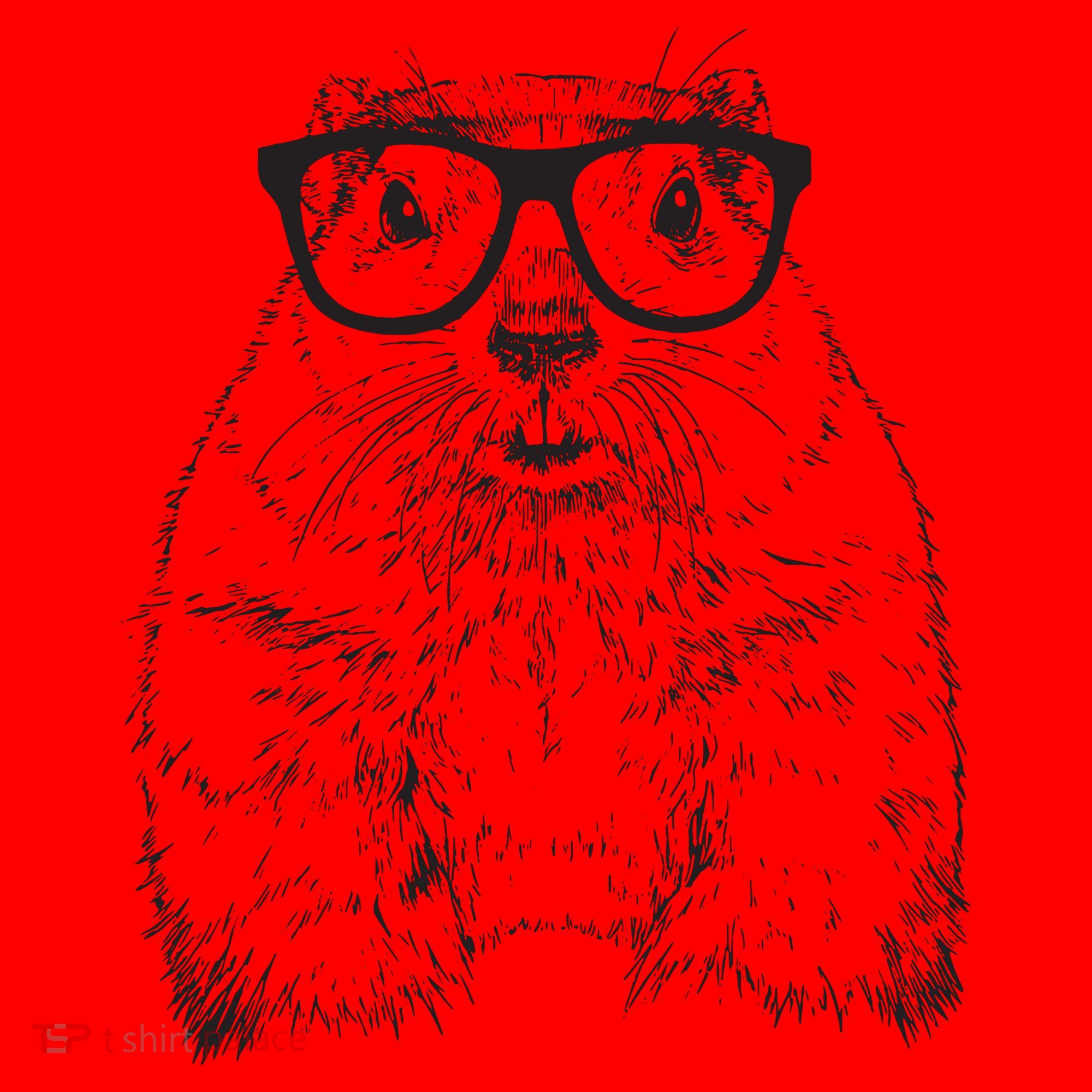 Hipster Groundhog In Nerd Glasses Animal Santa Hat
