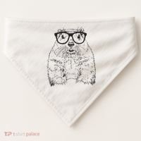 Hipster Groundhog In Nerd Glasses Animal USA-Made Doggie Bandana thumb 0