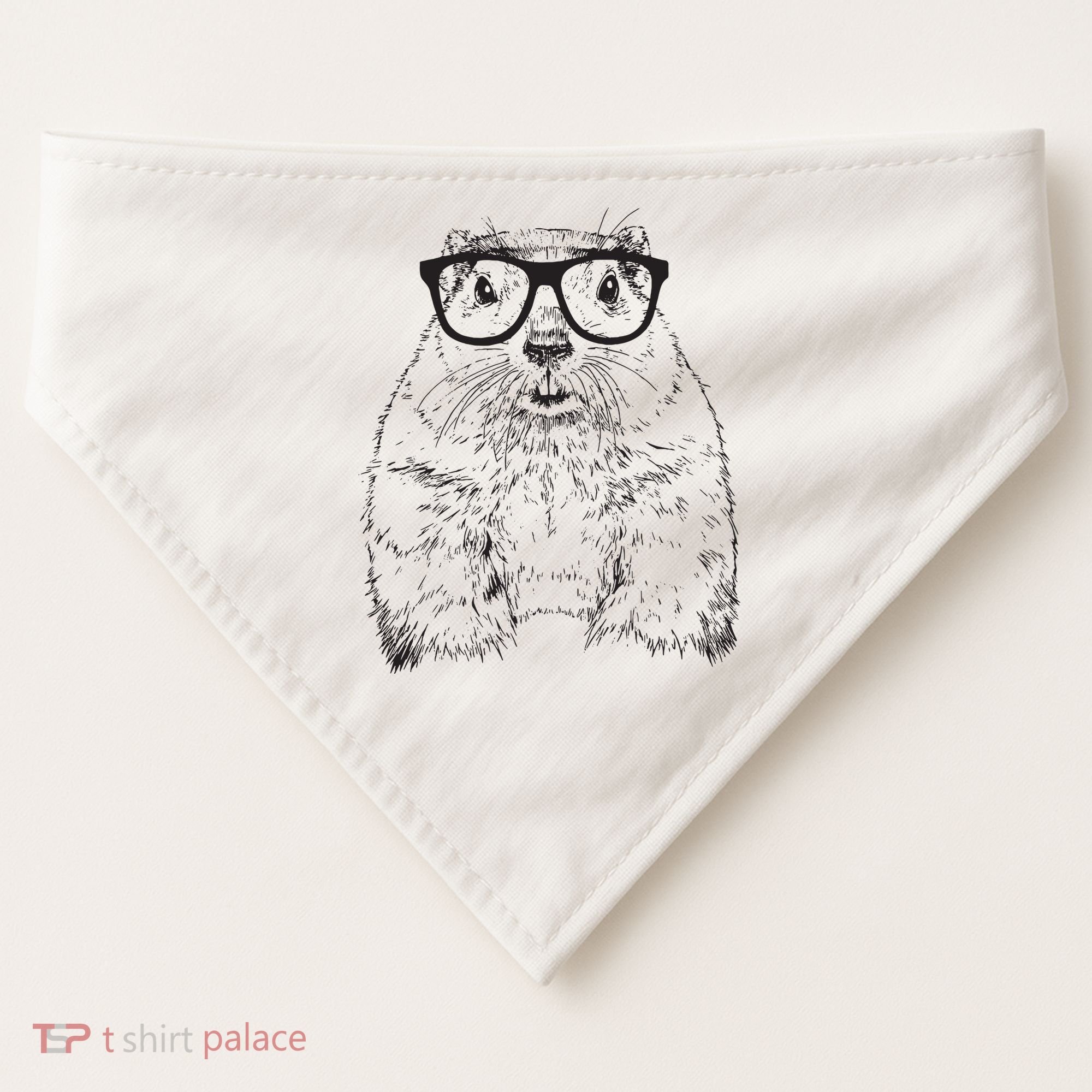 Hipster Groundhog In Nerd Glasses Animal USA-Made Doggie Bandana